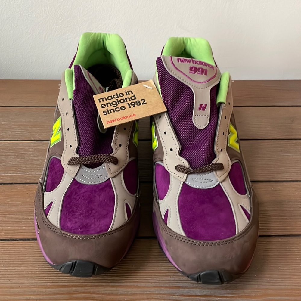 New | Out Of The Box | New Balance 991 Made in England x Stray Rats Purple Green